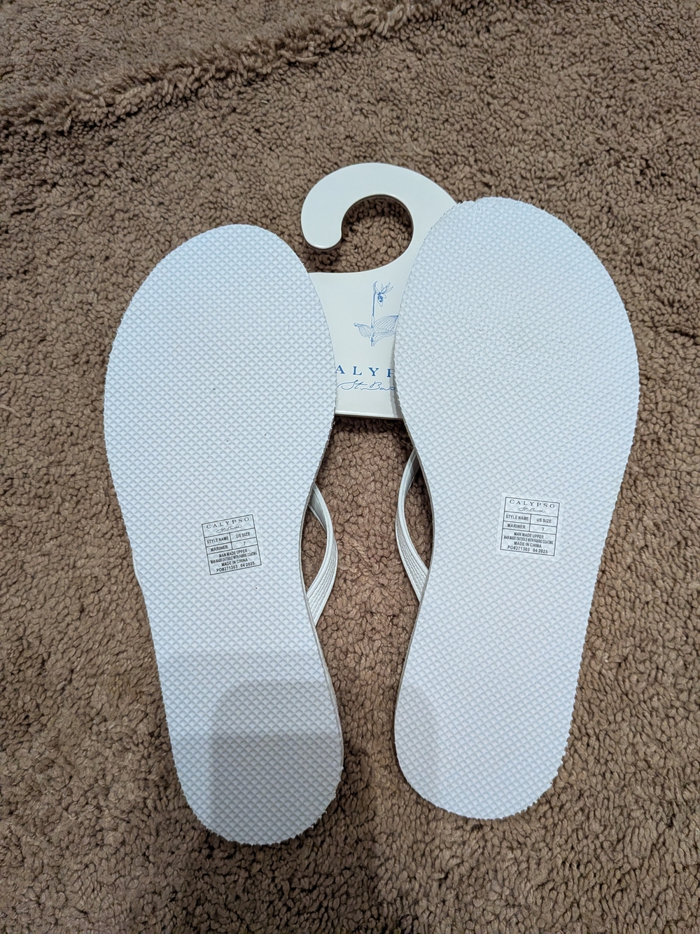 NEW Calypso St. Barth White and Blue Paisley Flip Flops - Picture 3 of 4